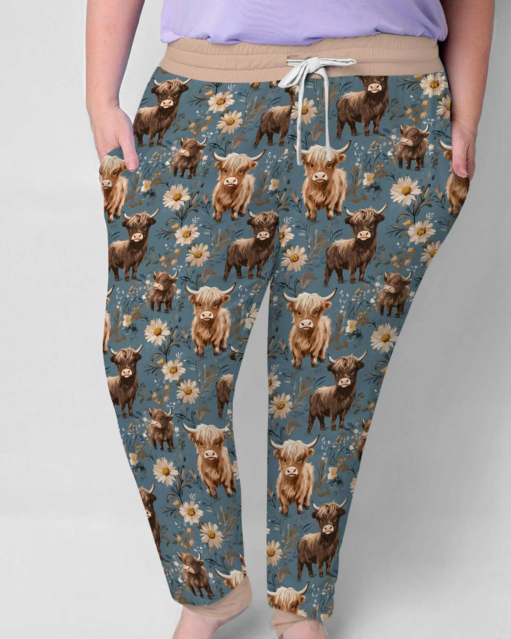 Conjunto de Pijama de Bambú a Juego para Mujer de la Familia de Majestuosas Vacas de las Tierras Altas