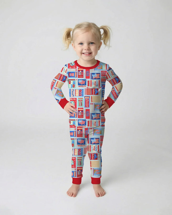 Zweiteiliges Langarm-Pyjama-Set mit Sommerfrüchten