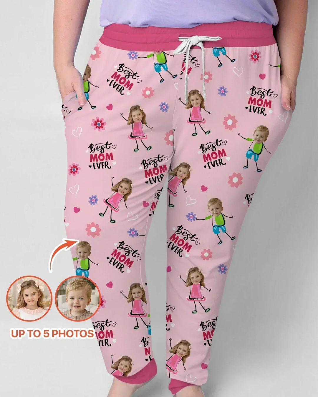 Custom Photo "Best Mom Ever" Doodle Bamboo Women Pajama Set
