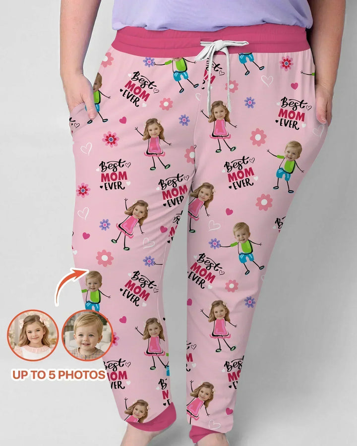 Custom Photo "Best Mom Ever" Doodle Bamboo Women Pajama Set