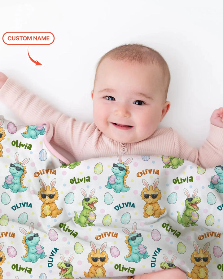 Custom Name Dinosaur on the Hunt Blanket