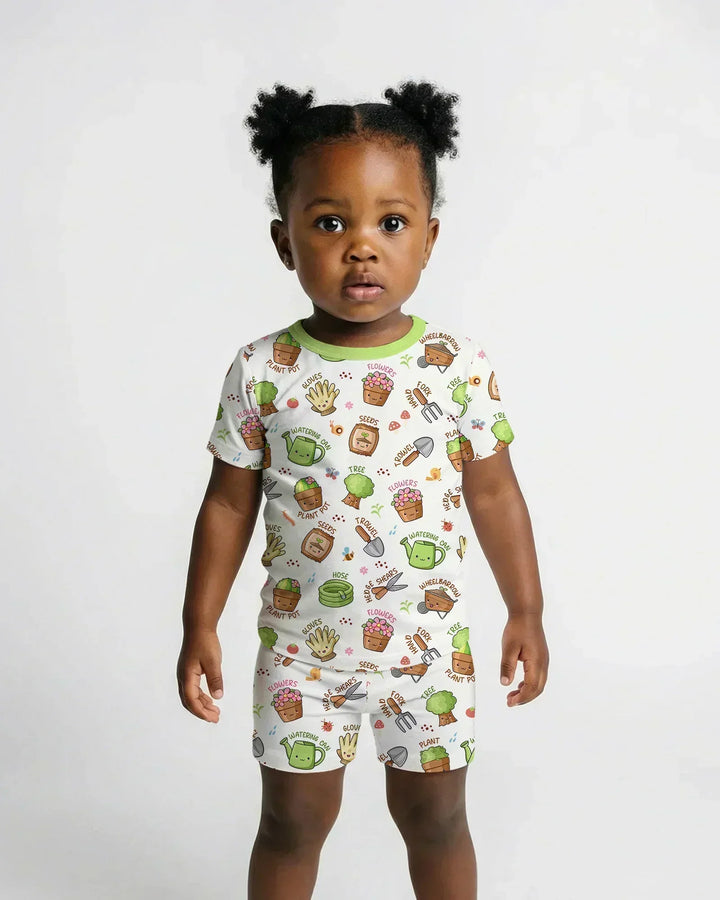 Kawaii Garden Crew Bamboo Two Piece Short Sleeve Shorts Pajama Set