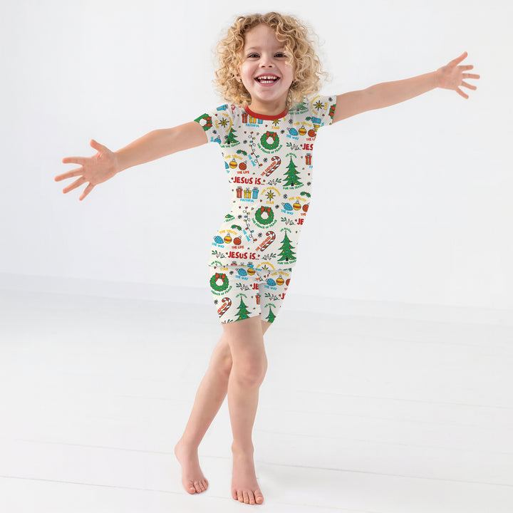 Jesus Is The Reason For The Season Two Piece Short Sleeve Shorts Pajama Set