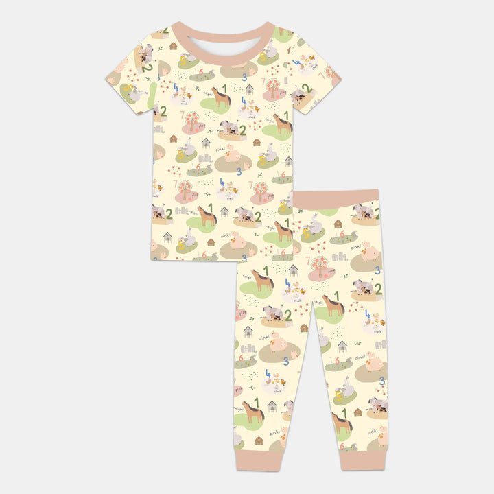 Farm Animal Counting Two Piece Short Sleeve Pajama Set