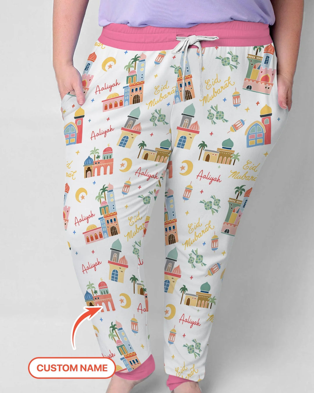 Eid Mubarak Custom Name Women Pajama Set