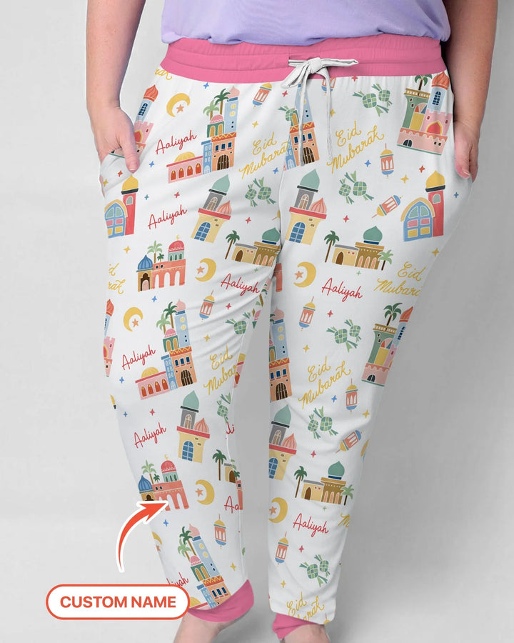 Eid Mubarak Custom Name Women Pajama Set