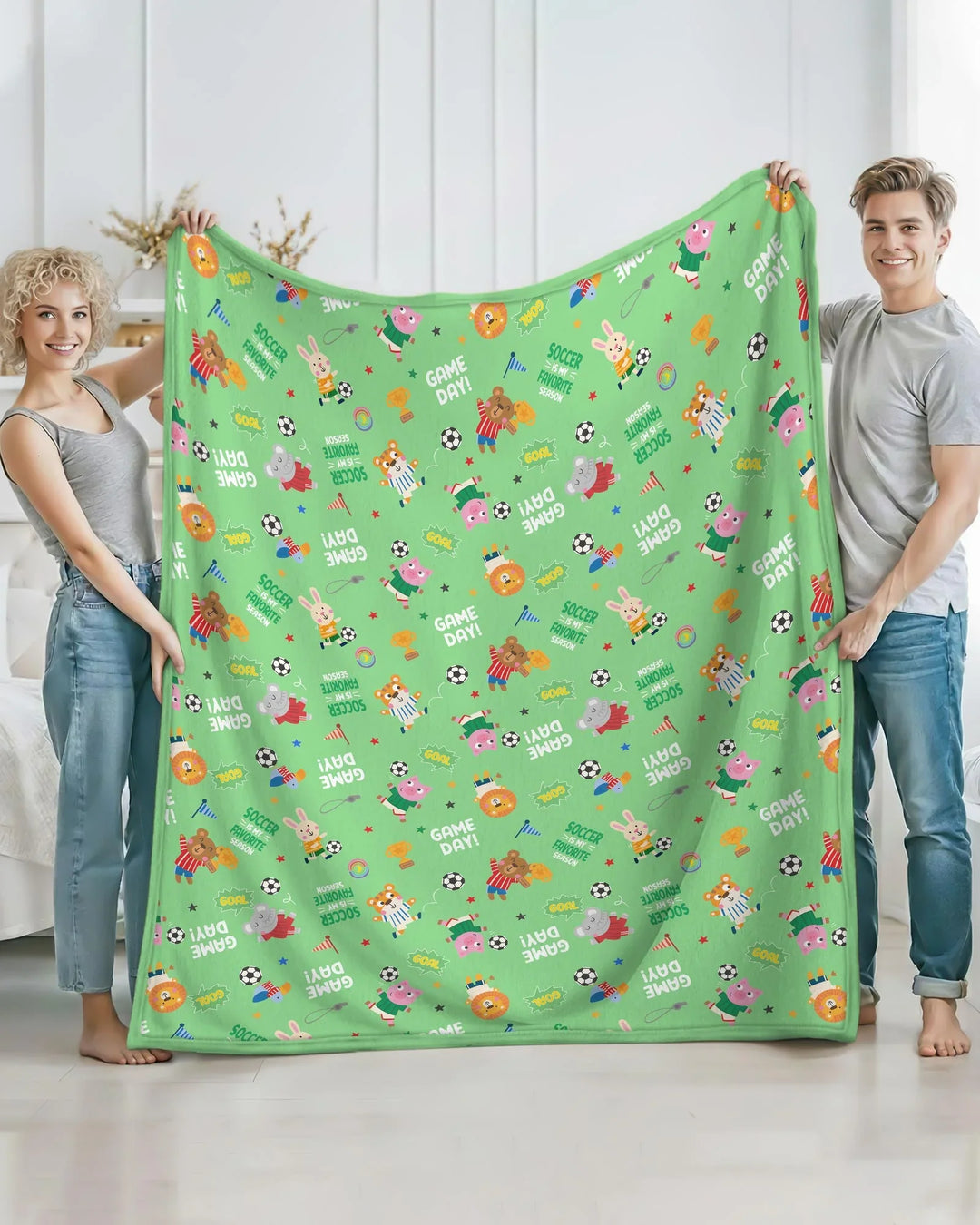 The World Cup Soccer Animals Bamboo Blanket