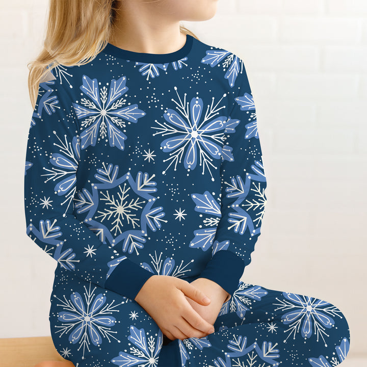 Winter Snowflakes Two Piece Long Sleeve Pajama Set
