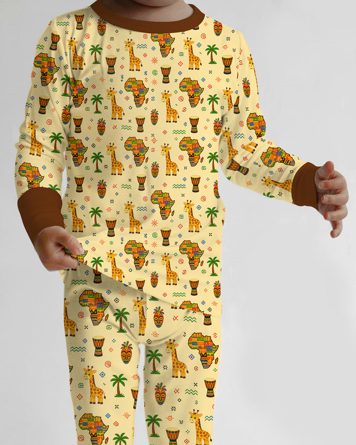 African Culture Bamboo Two Piece Long Sleeve Pajama Set