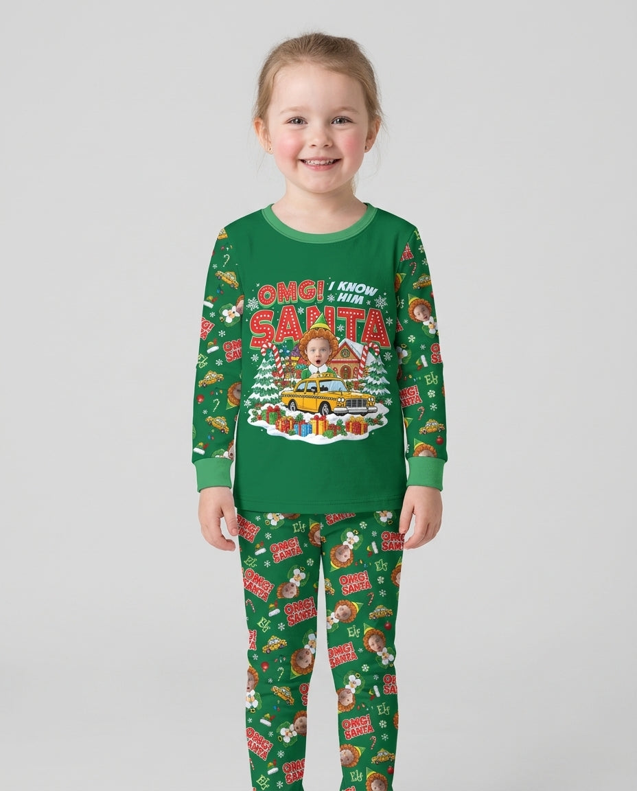 Custom Image OMG Santa Bamboo Two Piece Long Sleeve Pajama Set