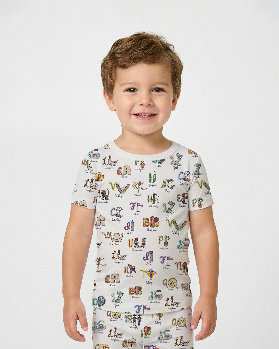 Texas Alphabet Bamboo Two Piece Short Sleeve Pajama Set