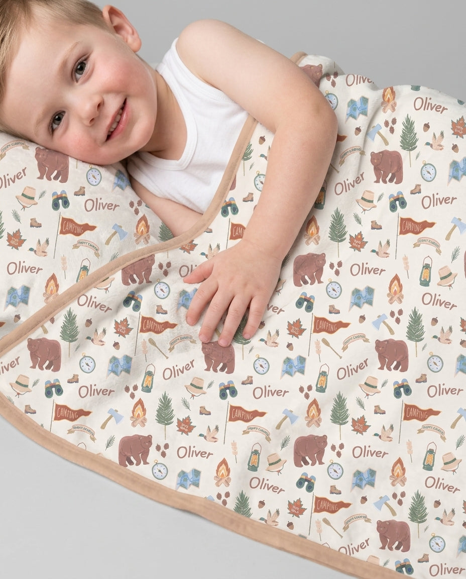Custom Name Adventure Outdoors Bamboo Blanket