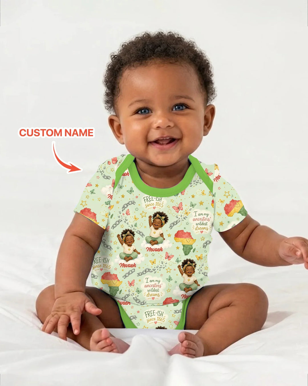 Custom Name Juneteenth I Am My Ancestors' Wildest Dream Bamboo Bodysuit