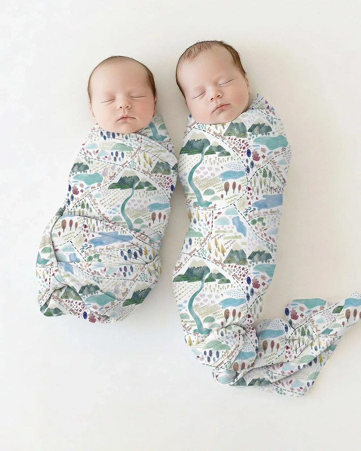Whimsical Psalms 23 Map swaddle blanket
