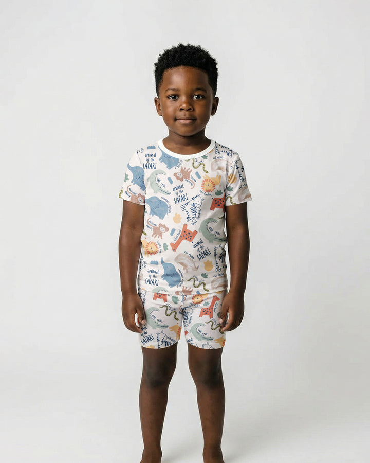 Funny African Animals Two Piece Short Sleeve Shorts Pajama Set