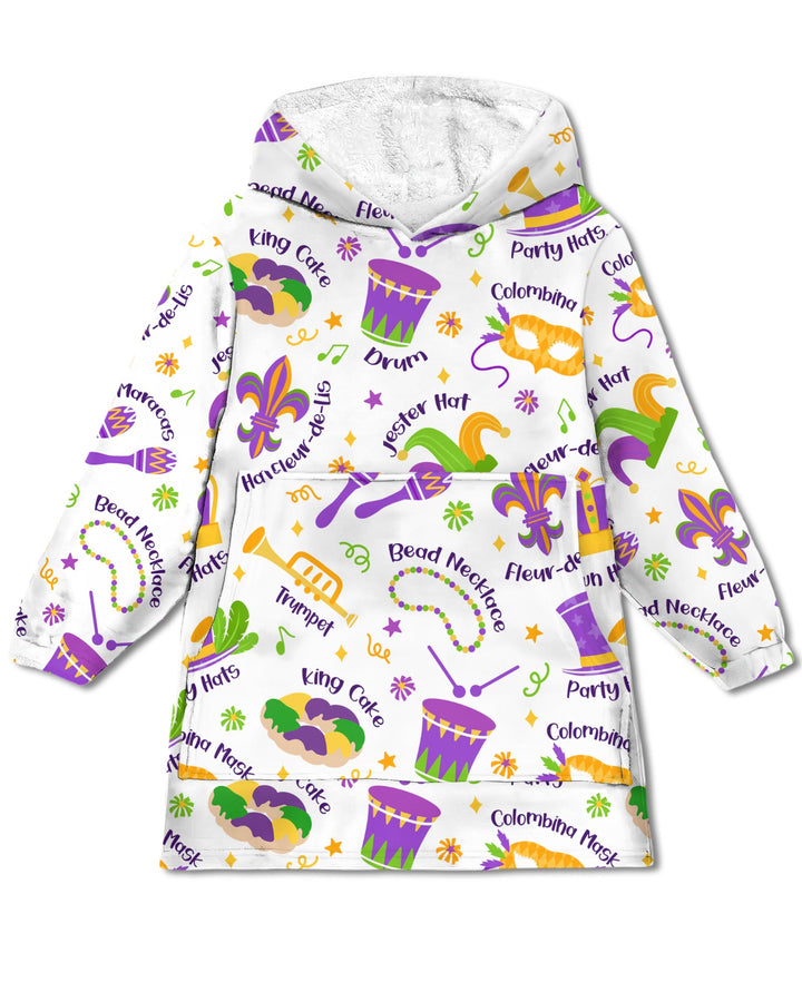Mardi Gras Family Matching Blanket Hoodie