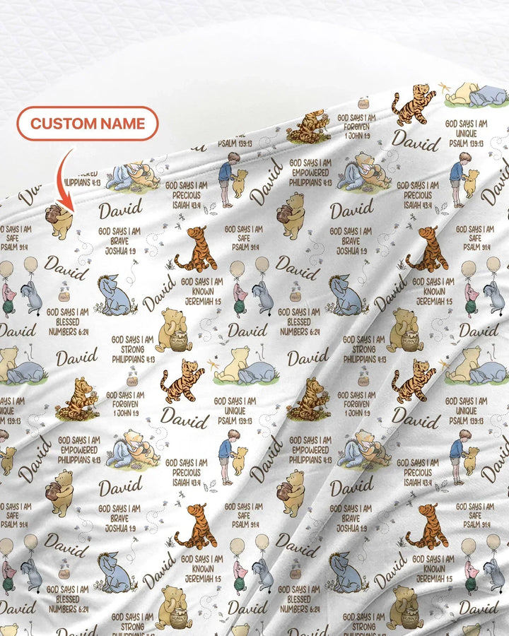 God Says I Am Classic Bear swaddle blanket