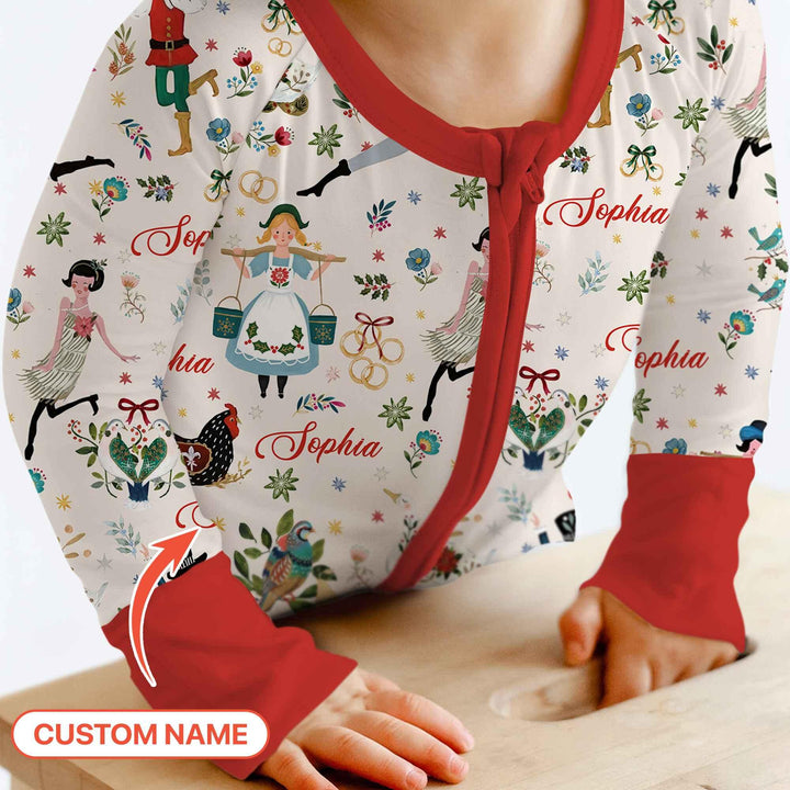 12 Days Of Christmas Custom Name Convertible Zippy , 12 Days Of Christmas Custom Name Convertible Zippy - 0-3M / Girl
