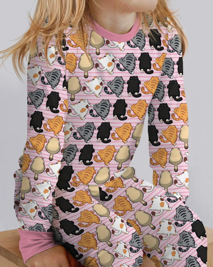 Funny Cat Butts Club Family Matching Bamboo Two Piece Long Sleeve Pajama Set