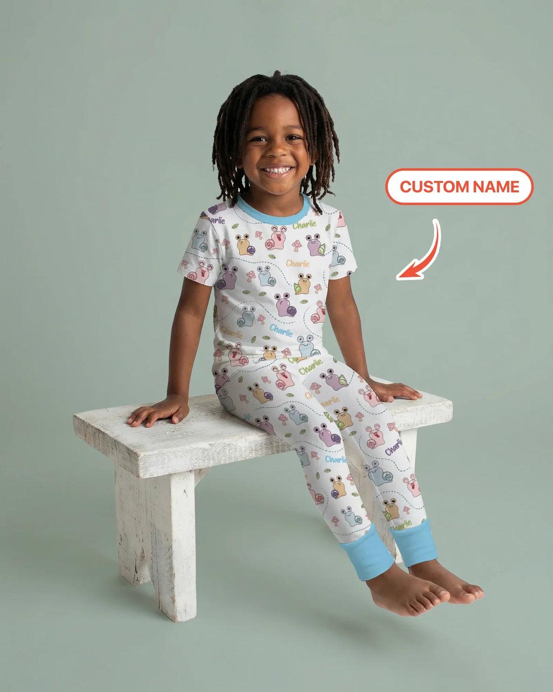 Custom Name Snailed it! Bamboo Two Piece Short Sleeve Pajama Set