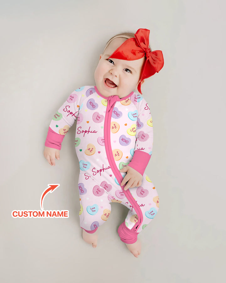 Custom Name Colorful Candy Hearts Family Matching Convertible Zippy