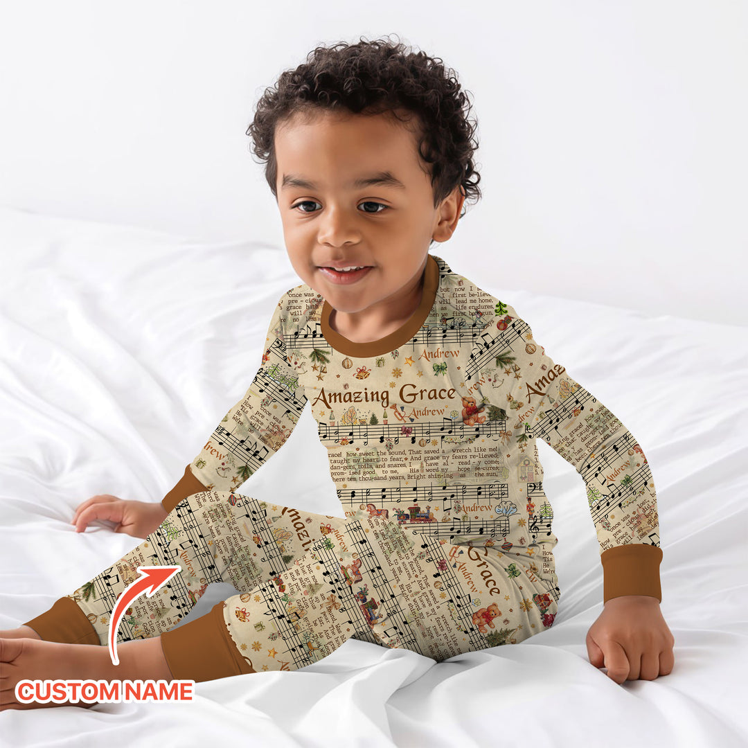 Amazing Grace Custom Name Two Piece Long Sleeve Pajama Set