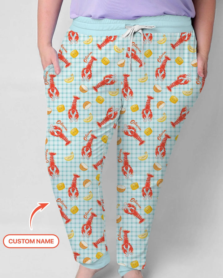Conjunto de Pijama de Bambú para Mujer de Temporada de Cangrejos Preppy con Nombre Personalizado