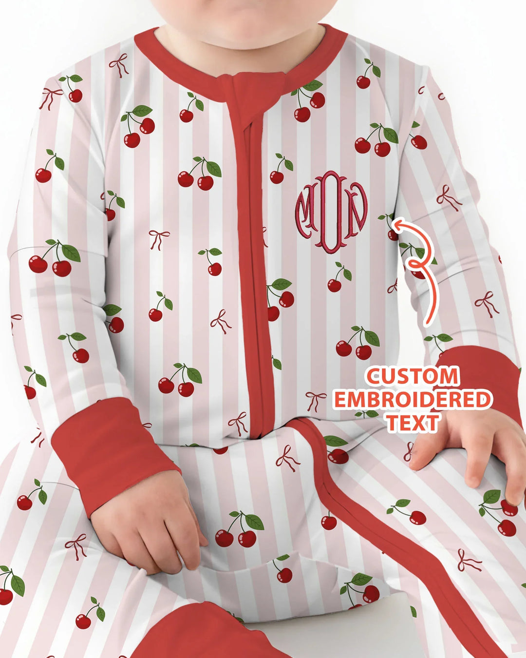Personalized Embroidered Monogram Letter Cherry Bamboo Convertible Zippy