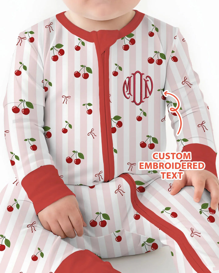 Personalized Embroidered Monogram Letter Cherry Bamboo Convertible Zippy