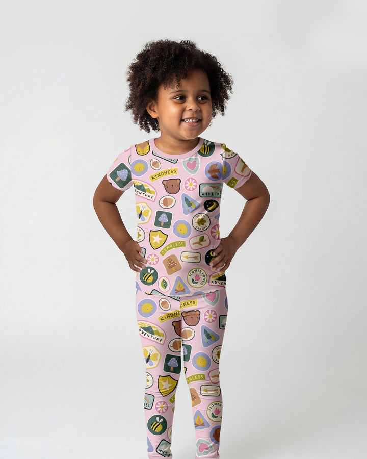 Conjunto de pijama de dos piezas de manga corta de bambú
