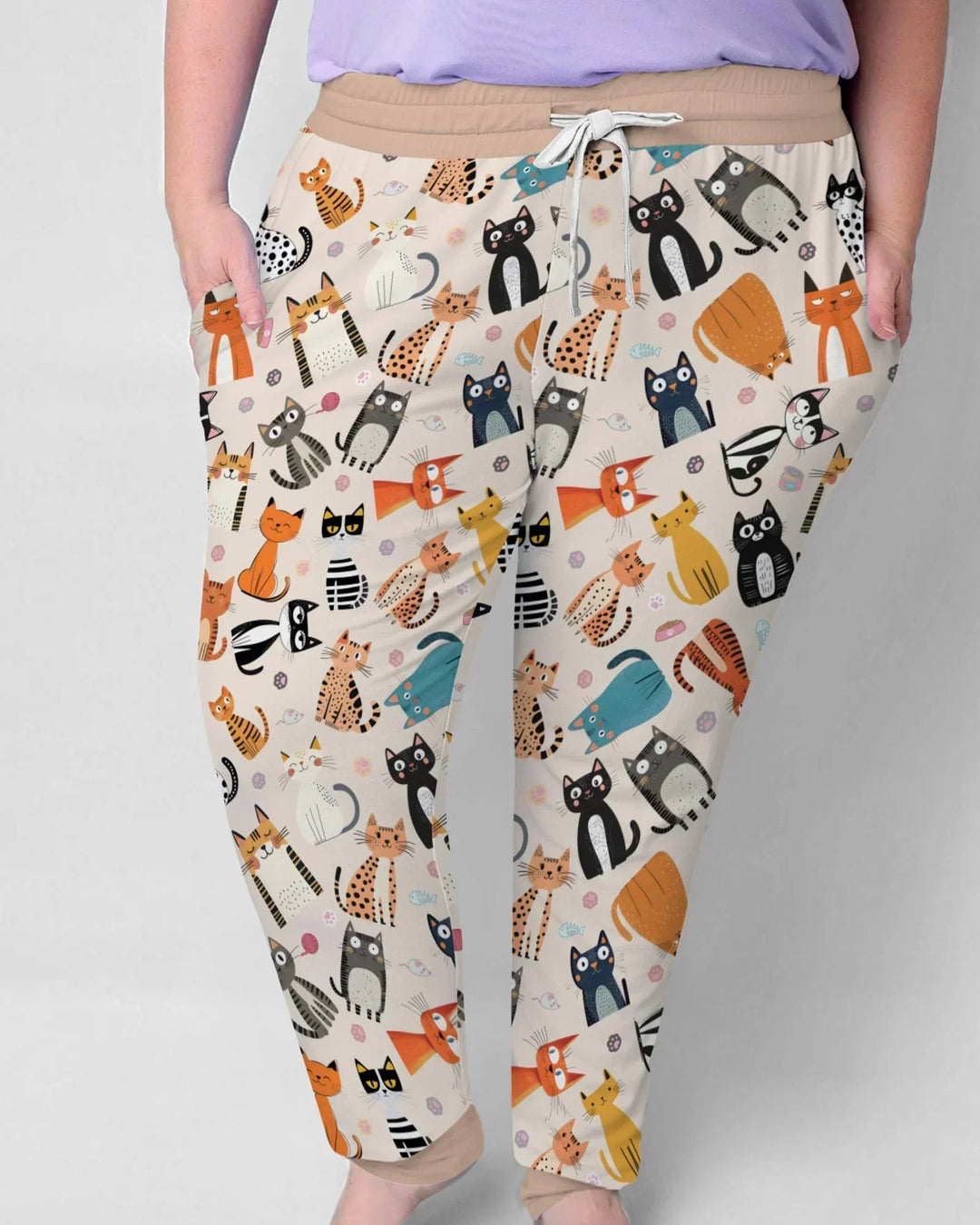 Goofy Mischief Cat Family Matching Bamboo Women Pajama Set