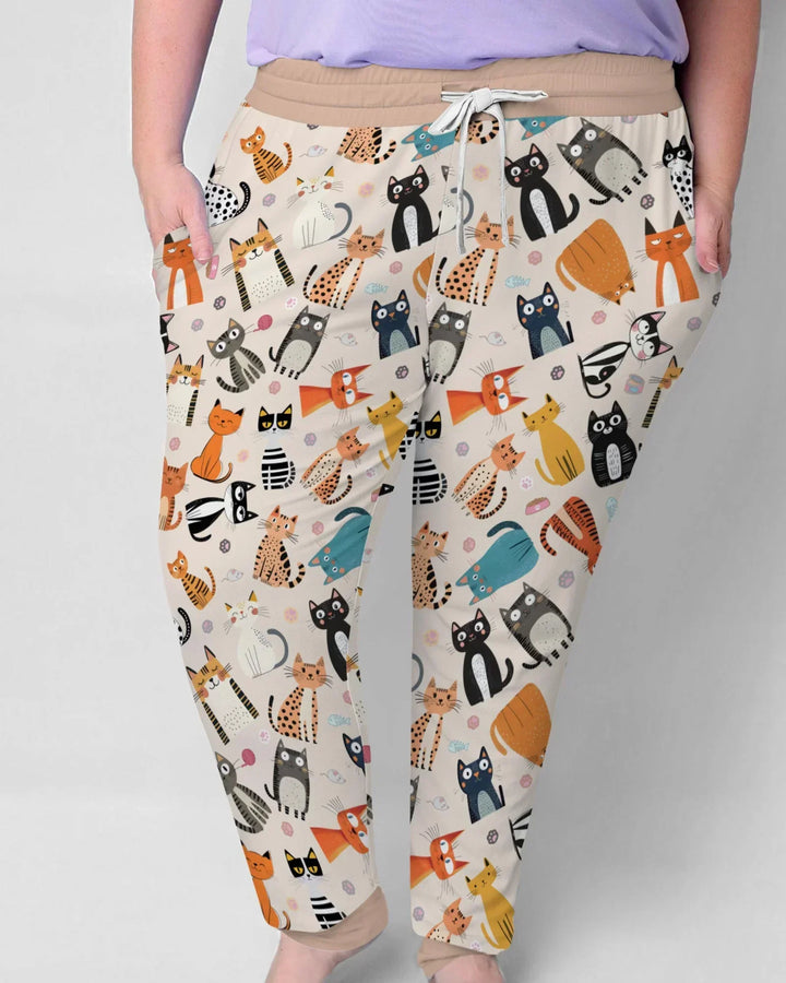 Goofy Mischief Cat Family Matching Bamboo Women Pajama Set