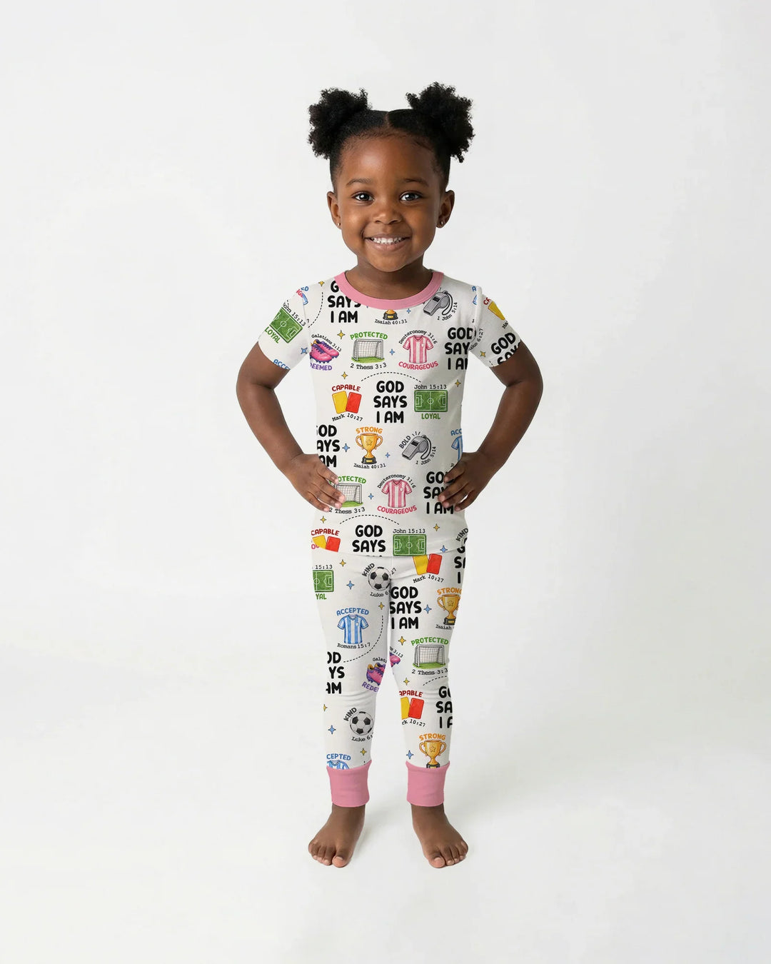 God Says I Am Soccer Bamboo Two Piece Short Sleeve Pajama Set