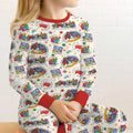 Zweiteiliges Langarm-Pyjama-Set mit Sommerfrüchten