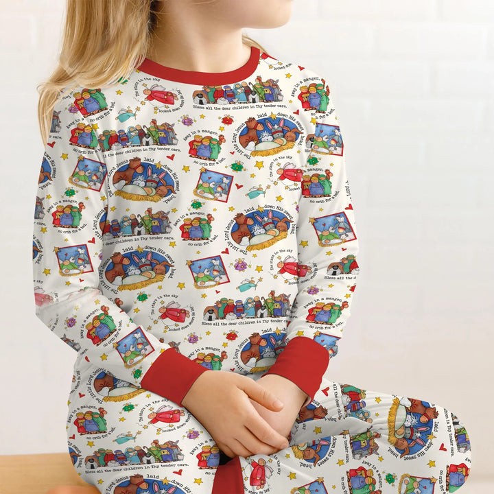 Zweiteiliges Langarm-Pyjama-Set mit Sommerfrüchten