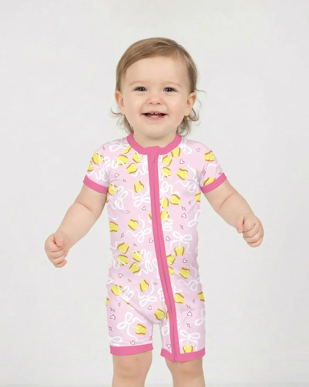 Softball Cherry Mom And Girl Matching Shorty Zippy