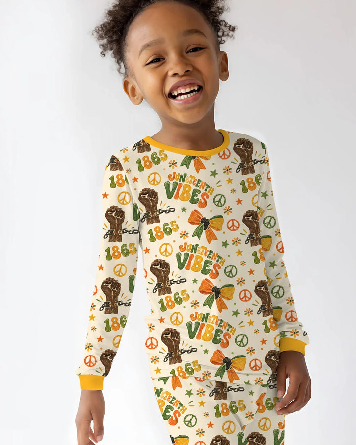 Juneteenth Vibes Vintage Bamboo Two Piece Long Sleeve Pajama Set