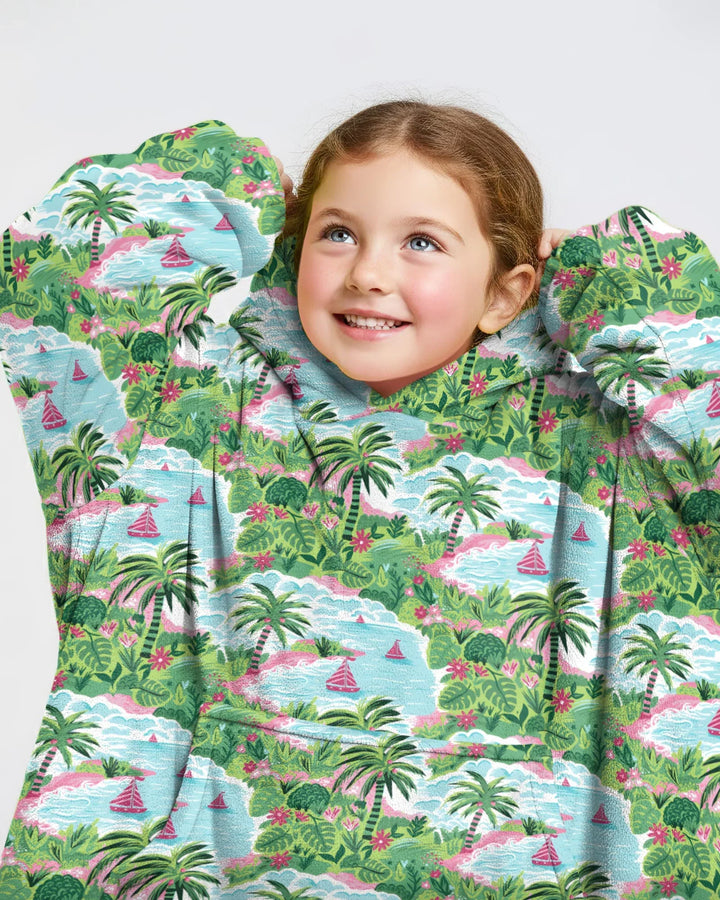Preppy Coast Beach Club Wearable Bamboo Blanket Hoodie