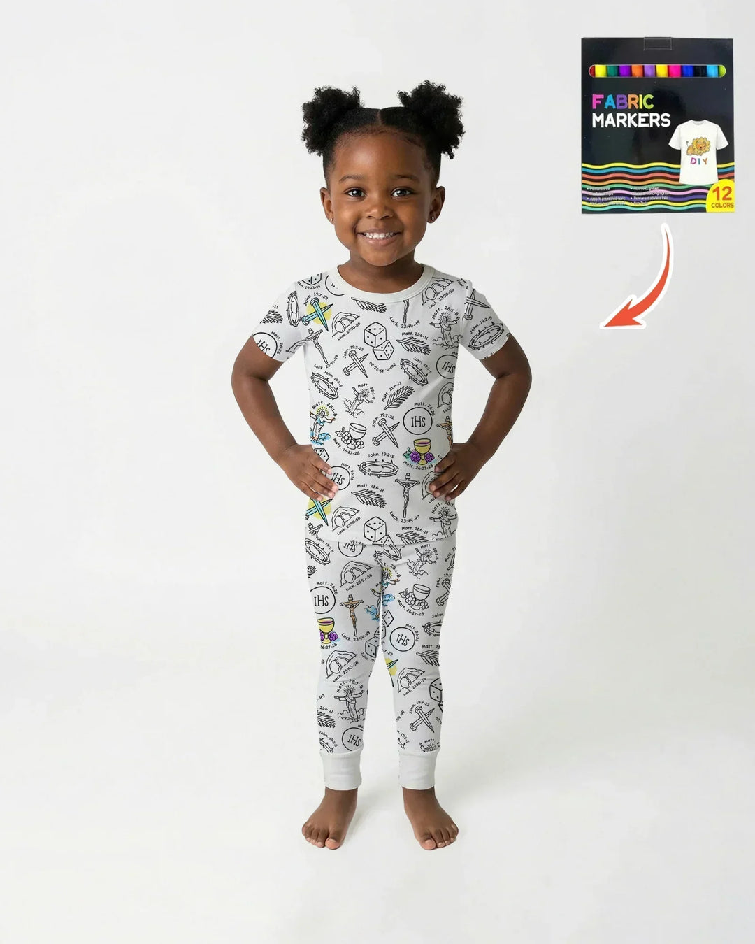 Zweiteiliges, kurzärmliges Pyjama-Set mit Marienkäfern