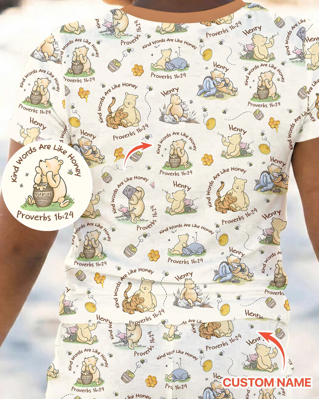 Kind Words Are Like Honey Custom Name Bamboo Two Piece Short Sleeve Pajama Set