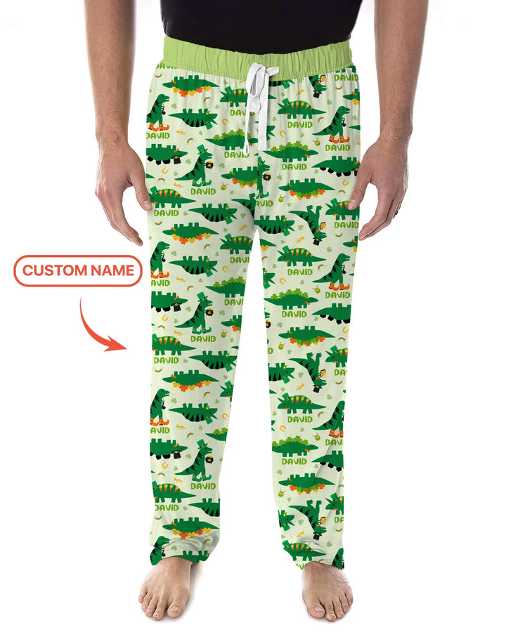 St. Patrick's Day Dinosaurs Custom Men's Pajama Set