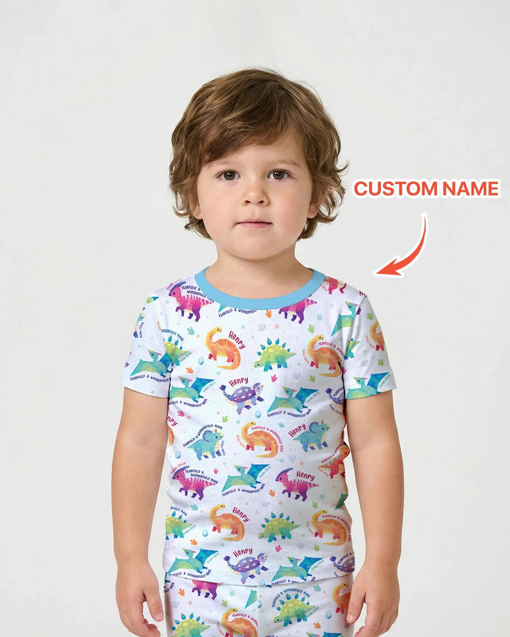 Fearfully & Wonderfully Made Custom Name Boy Bamboo Two Piece Short Sleeve Shorts Pajama Set