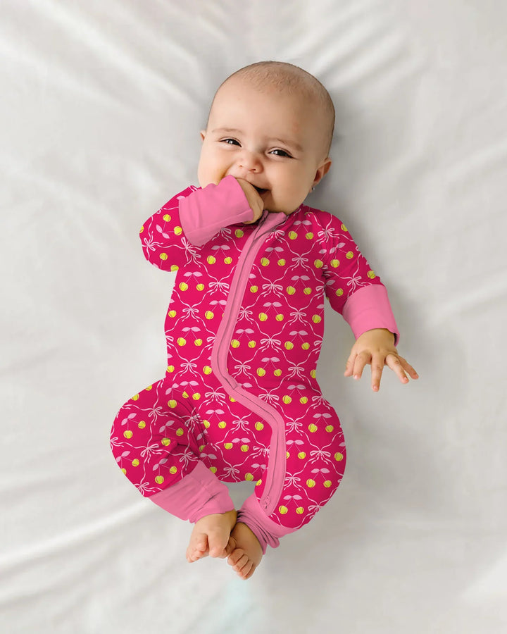 Cherry Baseball Softball Mom and Girl Matching Bamboo Convertible Zippy