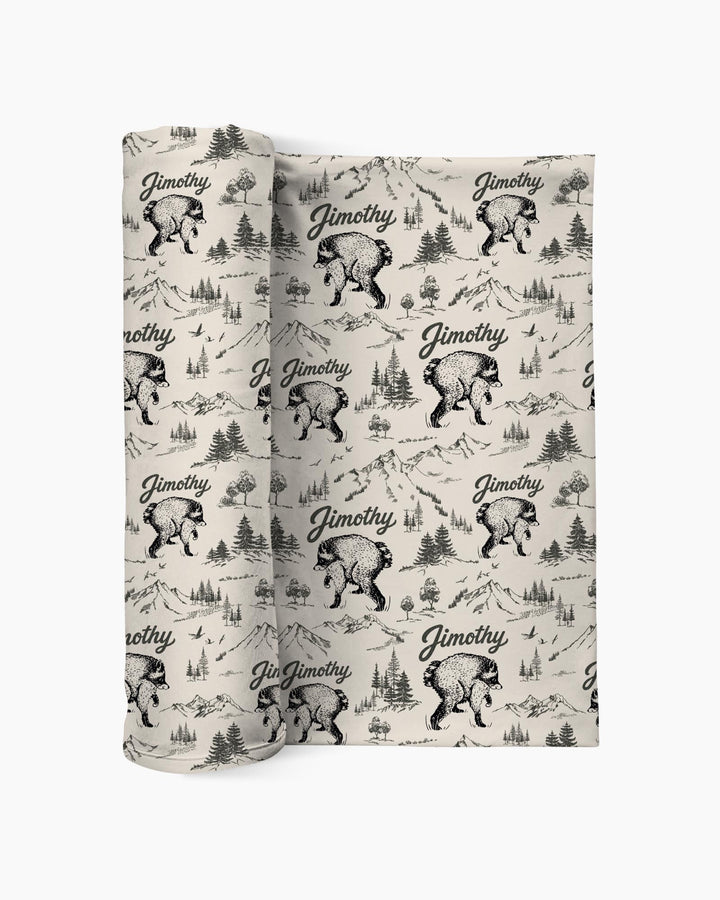 Vintage Jimothy Racoon Family Matching swaddle blanket