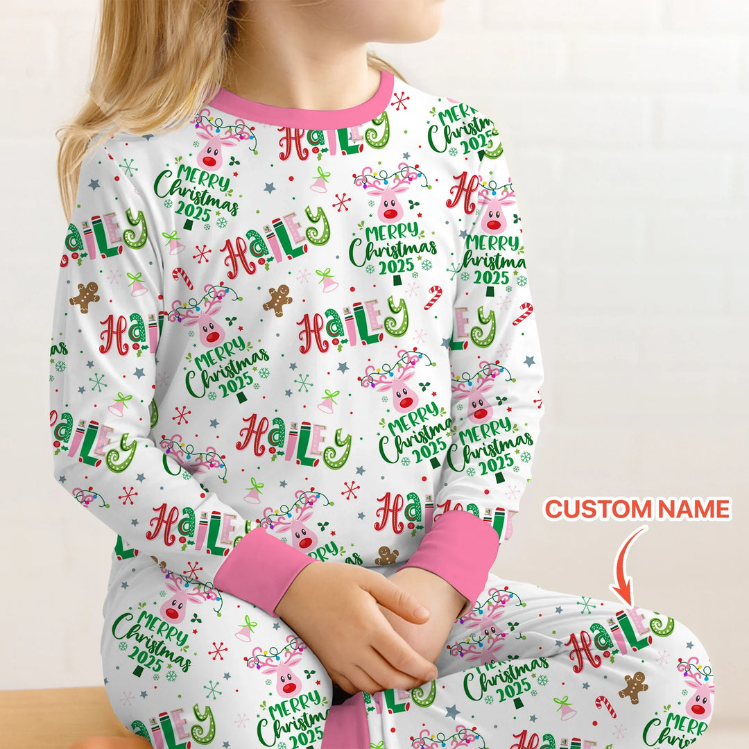 Custom Name "Whimsical Little Things" Two Piece Long Sleeve Pajama Set