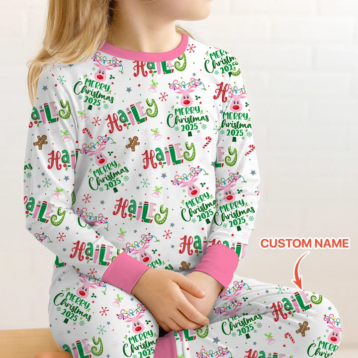 Custom Name "Whimsical Little Things" Two Piece Long Sleeve Pajama Set
