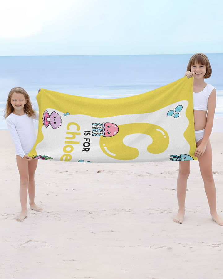 Personalised Ocean Theme Oversized Bamboo Beach Towel