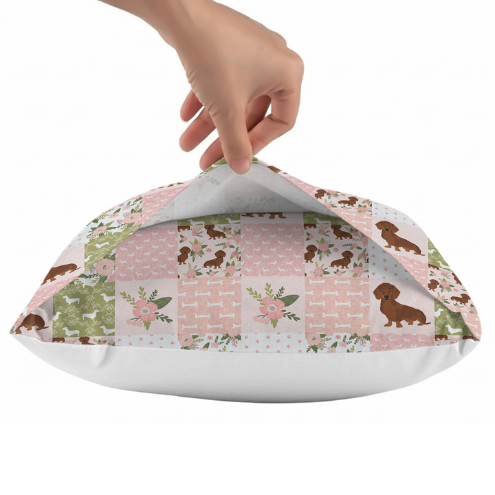 Floral Dachshund Grace Pillow Case