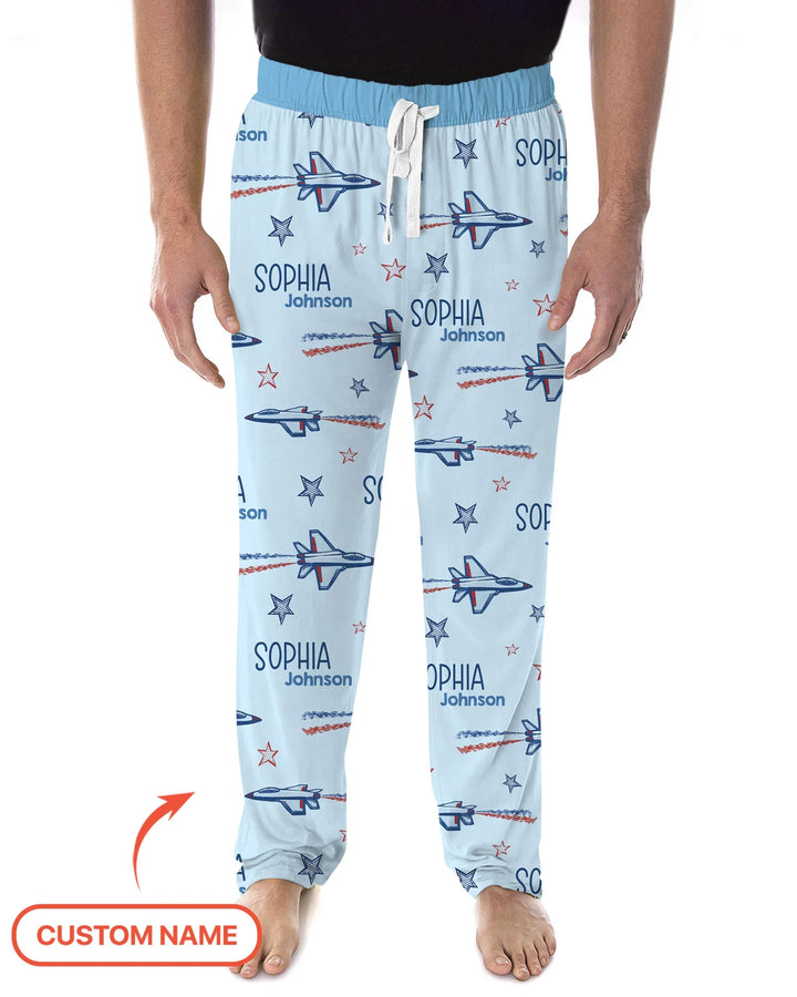 Patriotic American Flag Jet Fighter Bamboo Men's Pajama Set
