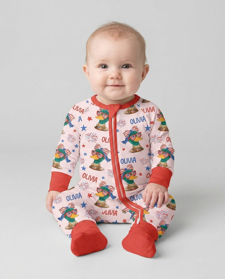Custom Name Patriotic Mallard Duck Bamboo Convertible Zippy
